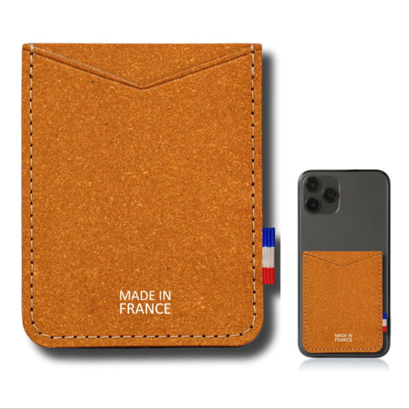 Porte-cartes adhésif pour smartphone en cuir recyclé personnalisable Le Cadeau Français