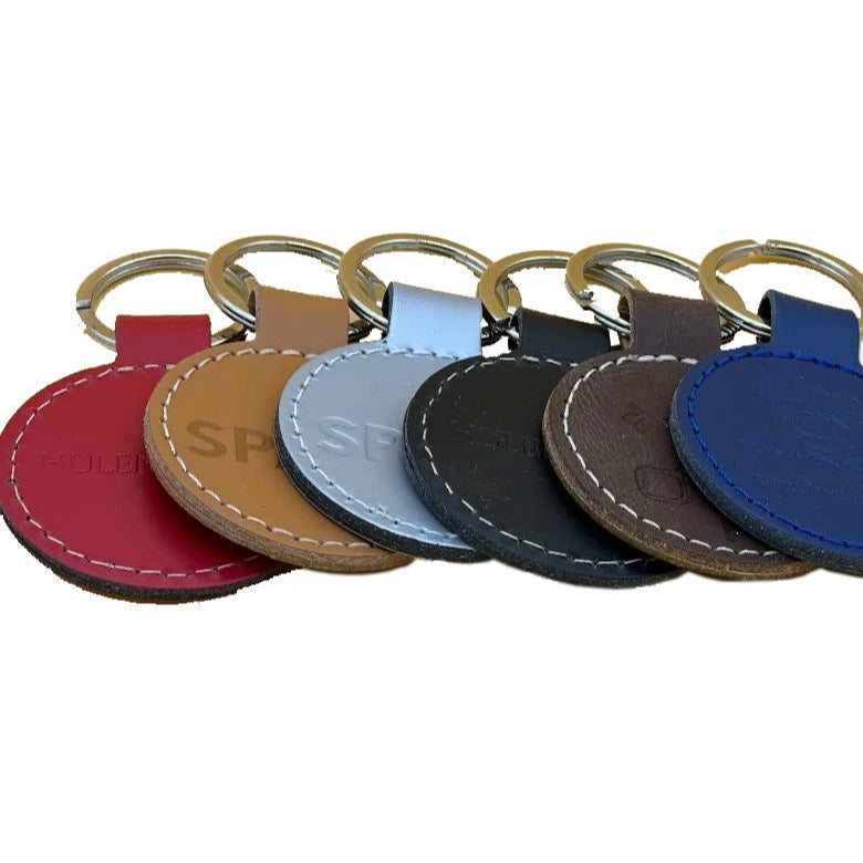 Porte-clés rond en cuir recyclé ♻️