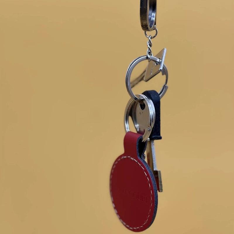 Porte-clés rond en cuir recyclé ♻️