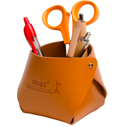 Pot a crayons en cuir recyclé personnalisable - Le Cadeau Français