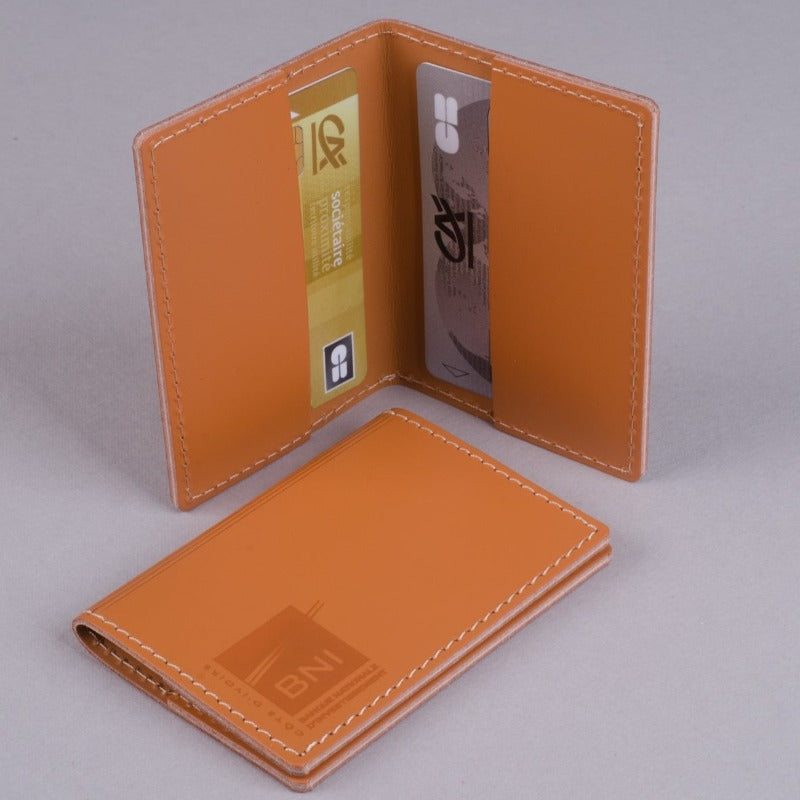 Porte-cartes 2 encoches en cuir recyclé♻️ personnalisé fabriqué en 🇫🇷