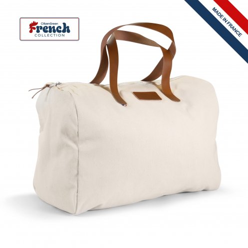 Sac de voyage en coton bio et cuir personnalisable fabrication France 🇫🇷