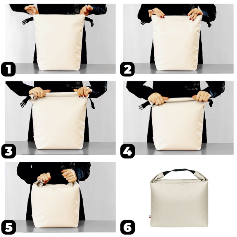 Schéma utilisation sac isotherme étanche 10 Litre personnalisable - Le Cadeau Français