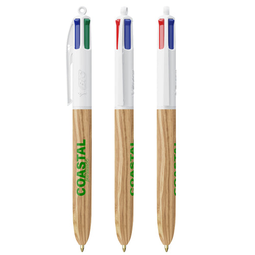 Stylo BIC 4 Couleurs Wood Style personnalisable made in france