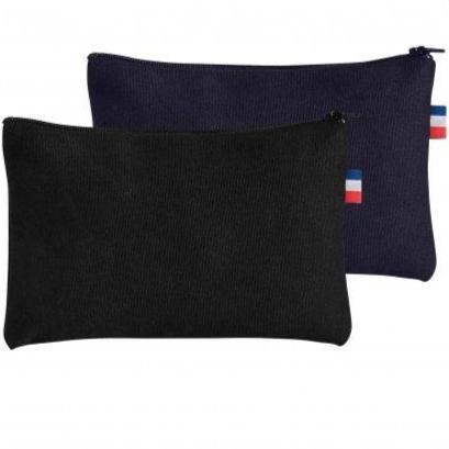 Trousse plate en coton bio noir ou marine