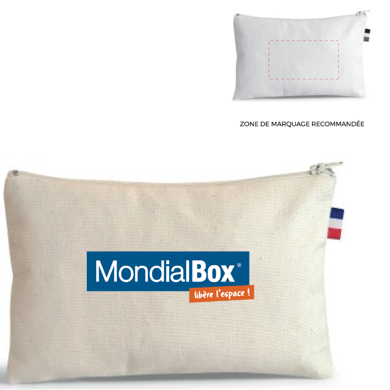 Trousse plate zippée en coton bio personnalisable Made in France - Le Cadeau Français