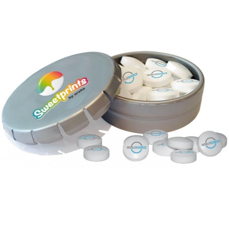 Boîte clic-clac personnalisée avec bonbons menthe imprimés