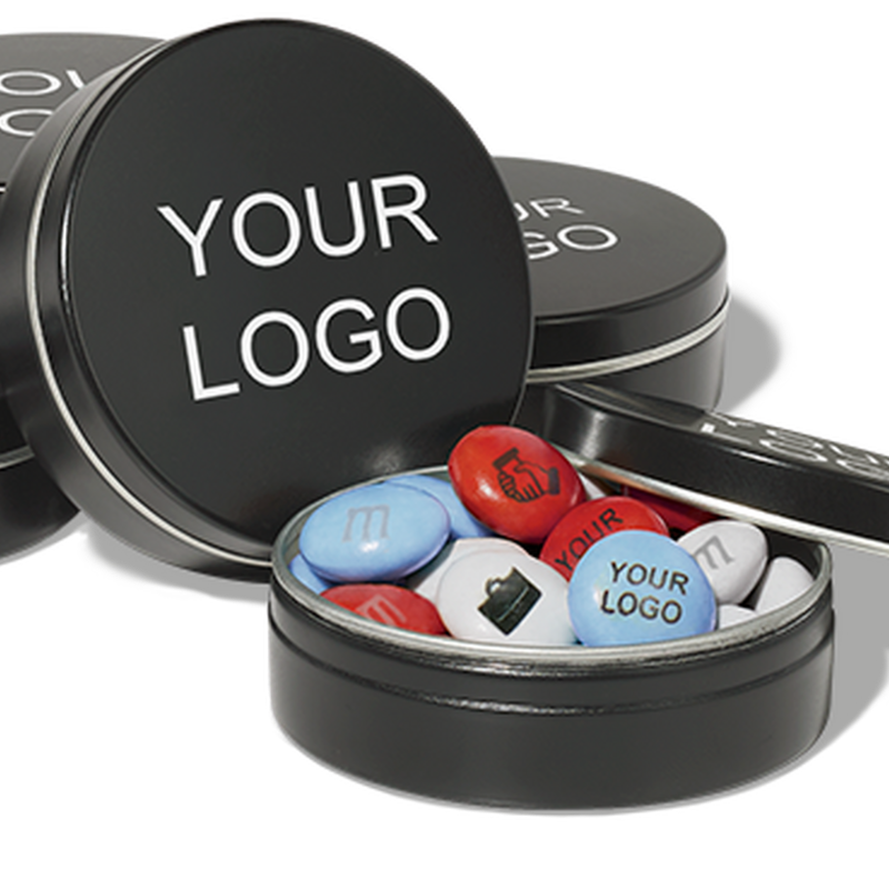 Boîte de M&M's ronde en métal 23g personnalisable - Le Cadeau Français