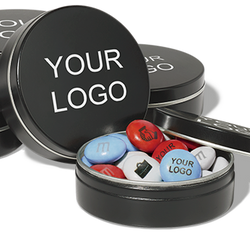 Boîte de M&M's ronde en métal 23g personnalisable - Le Cadeau Français