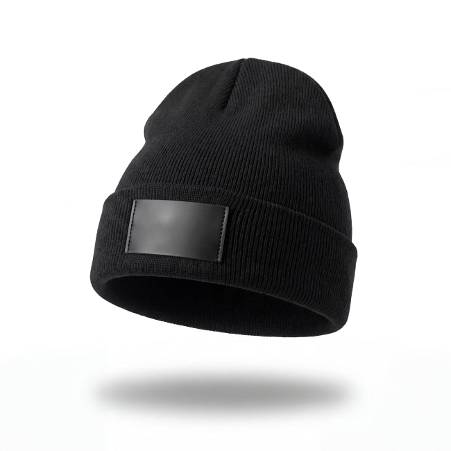 Bonnet en acrylique tissage jacquard, patch cuir personnalisable 🇫🇷 - Le Cadeau Français