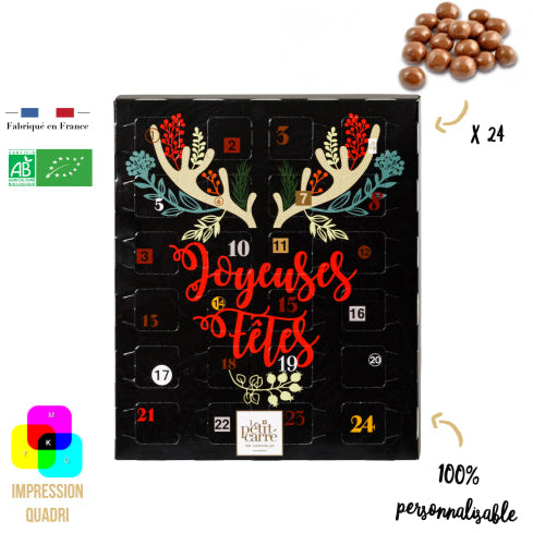 Calendrier de l'Avent Billes de Chocolat Lait Cœur Céréales personnalisé fabrication France 🇫🇷
