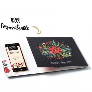 Barre de chocolat 10g Mexique sur carte personnalisée Le Petit Carré de Chocolat®