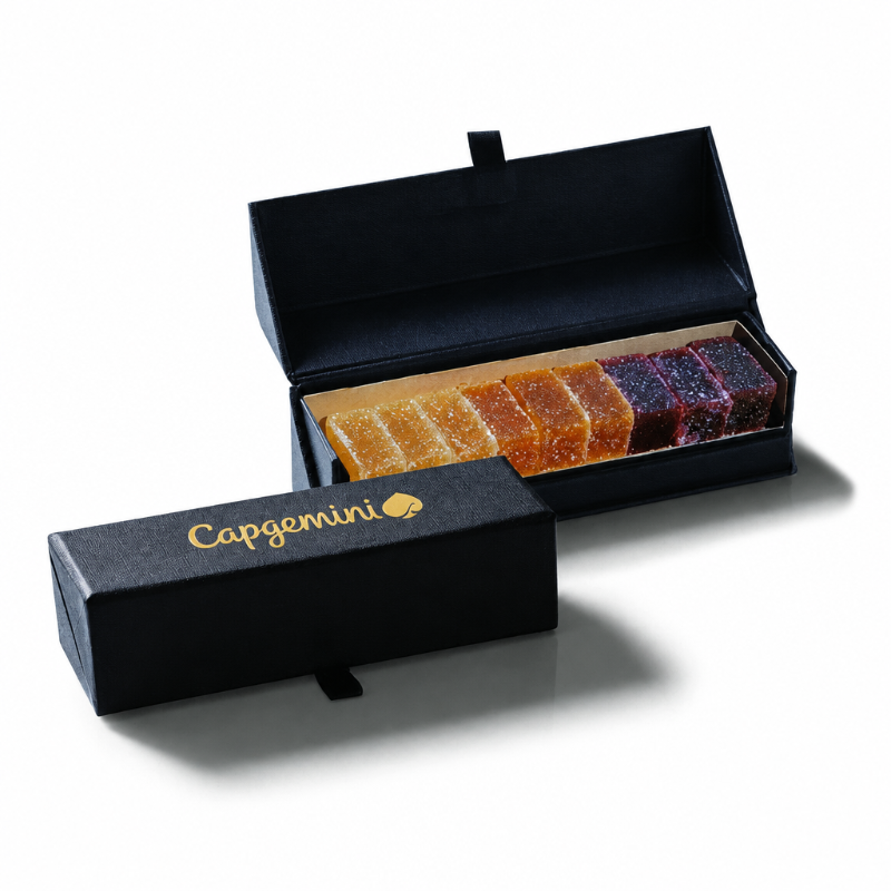 Coffret "Délicatesse" 9 pâtes de fruits Le Petit Carré Gourmand® personnalisé (dorure à chaud) 🇫🇷