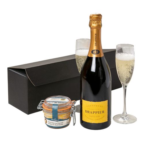 Coffret FOIE GRAS DE CANARD ENTIER & CHAMPAGNE DRAPPIER 🇫🇷 - Le Cadeau Français