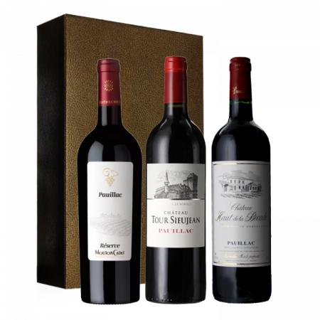 Coffret trio Bordeaux Pauillac AOC / 3 bouteilles / 2,25 L
