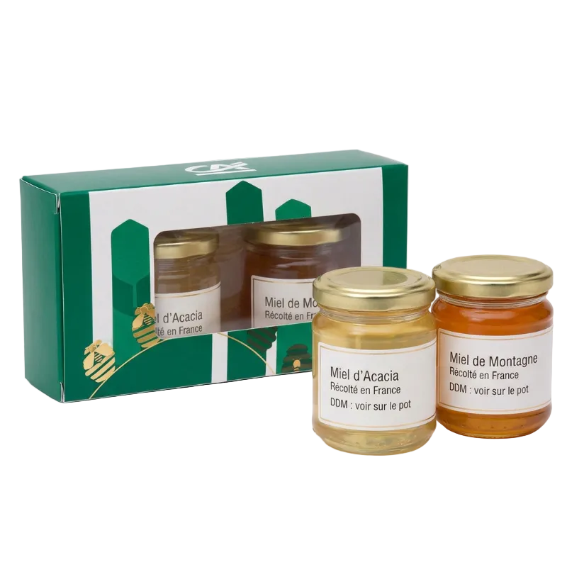 coffret 2 pots de miel 250g personnalisé Crédit Agricole - Le Cadeau Français