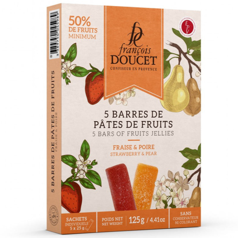 Étui 5 barres de pâtes de fruit fraise & poire 125g François Doucet