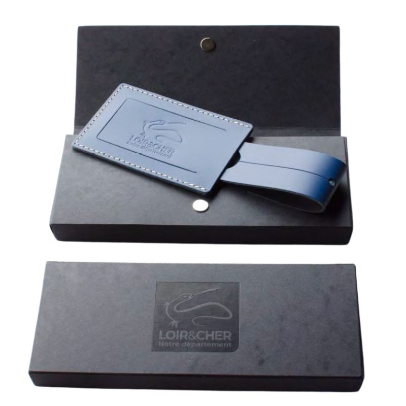 Étiquette à bagage rectangle en cuir recyclé ♻️ personnalisée fabrication France 🇫🇷
