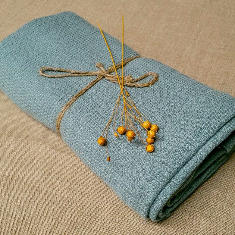 Serviette de bain Nid d'abeille en Lin lavé personnalisable fabrication France 🇫🇷