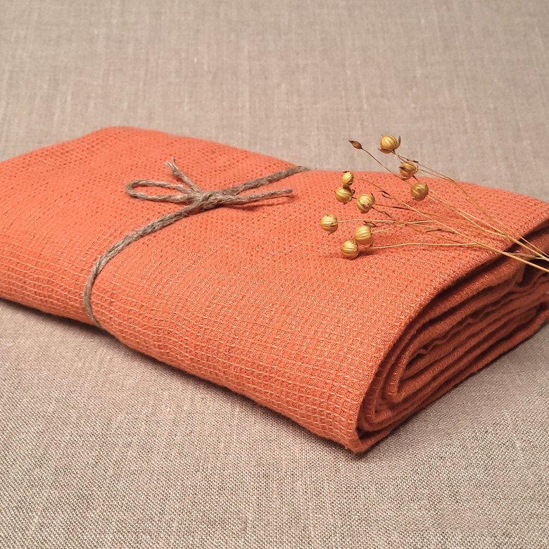 Serviette de bain Nid d'abeille en Lin lavé personnalisable fabrication France 🇫🇷