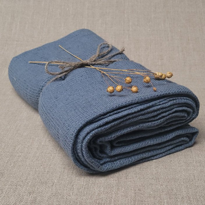 Serviette de bain Nid d'abeille en Lin lavé personnalisable fabrication France 🇫🇷