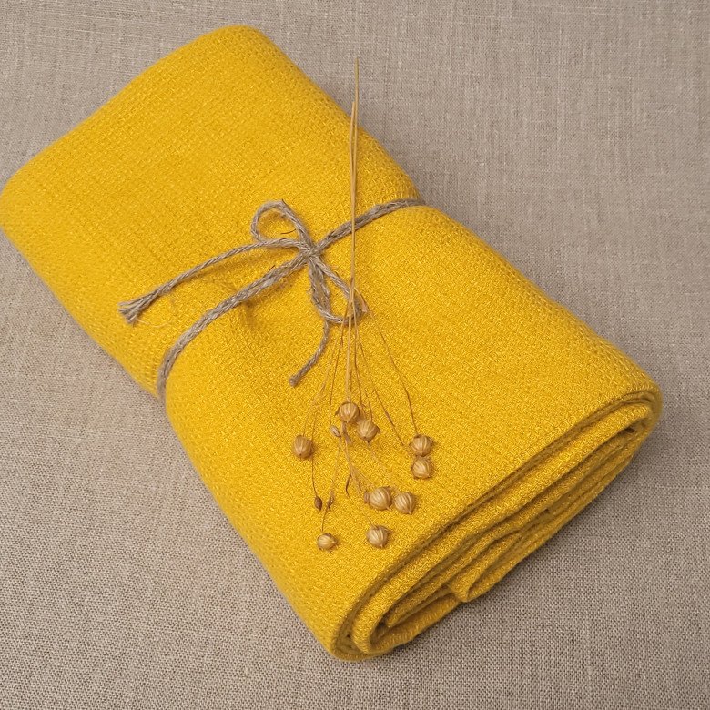 Serviette de bain Nid d'abeille en Lin lavé personnalisable fabrication France 🇫🇷