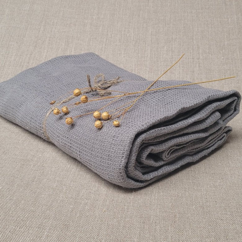 Serviette de bain Nid d'abeille en Lin lavé personnalisable fabrication France 🇫🇷