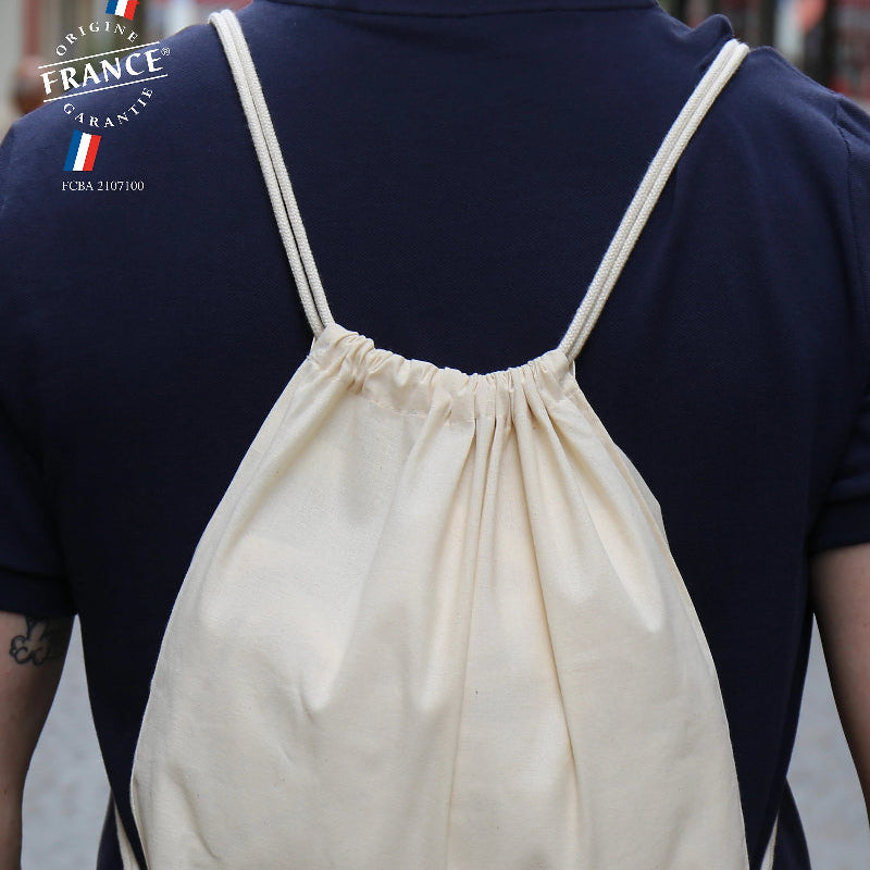 Sac à dos en coton Bio avec cordons ajustables personnalisable 🇫🇷