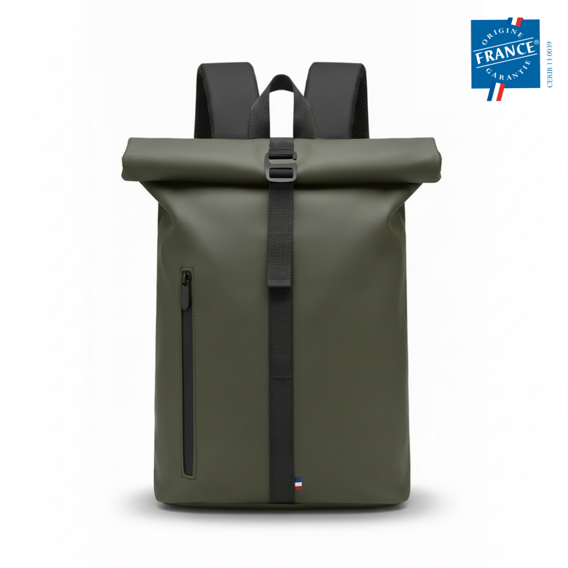 Sac à dos rolltop en PU recyclé ♻️ "L’Horizon" personnalisable 🇫🇷 - Le Cadeau Français