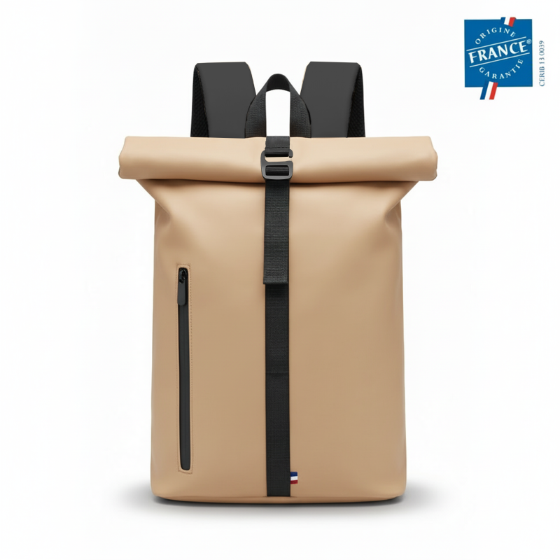 Sac à dos rolltop en PU recyclé ♻️ "L’Horizon" personnalisable 🇫🇷 - Le Cadeau Français