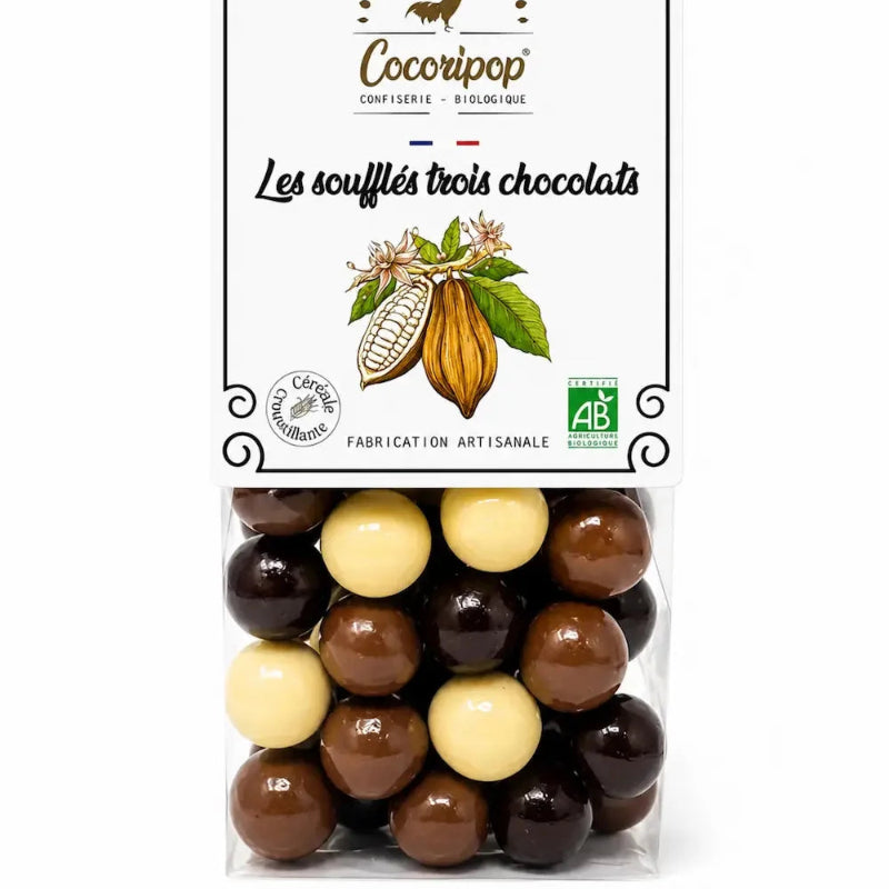 Sachet de soufflés aux 3 chocolats Bio Cocoripop 🇫🇷 - Le Cadeau Français