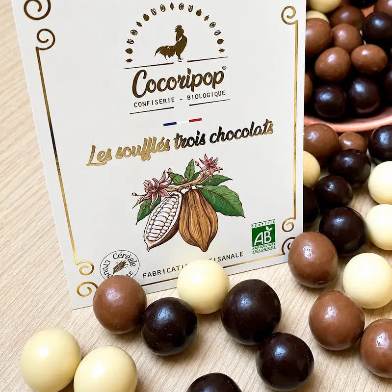 Sachet de soufflés aux 3 chocolats Bio Cocoripop 🇫🇷 - Le Cadeau Français