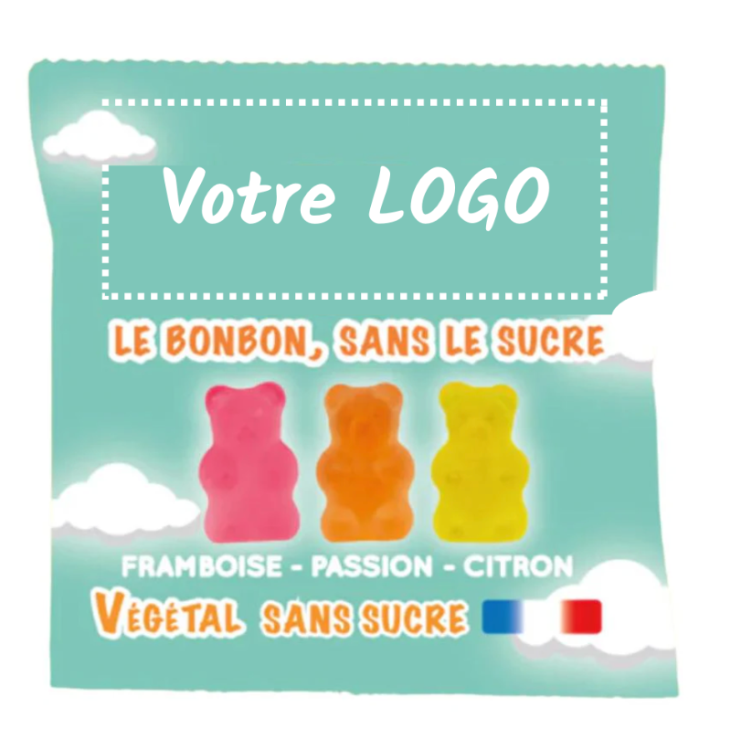 Sachet d'oursons gélifiés vegan  personnalisable Made in France