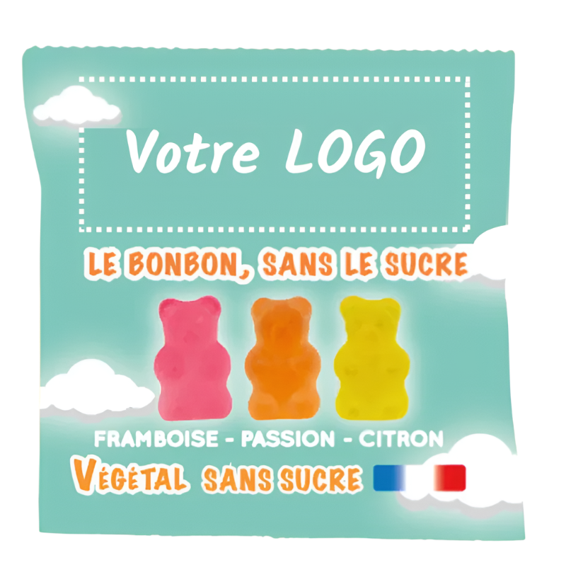 Sachet d'oursons gélifiés vegan made in France personnalisable