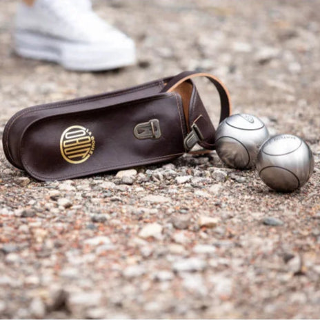 Sacoche en cuir vintage marron pour pétanque OBUT® fabrication France 🇫🇷