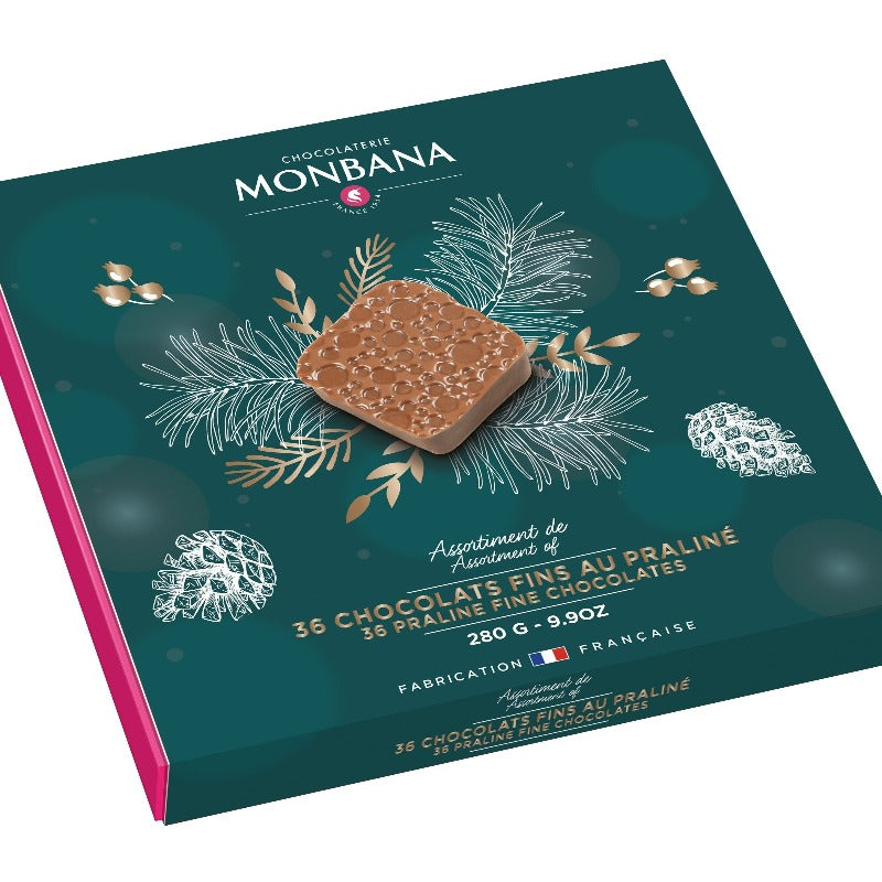 Coffret de chocolats fins fourrés praliné