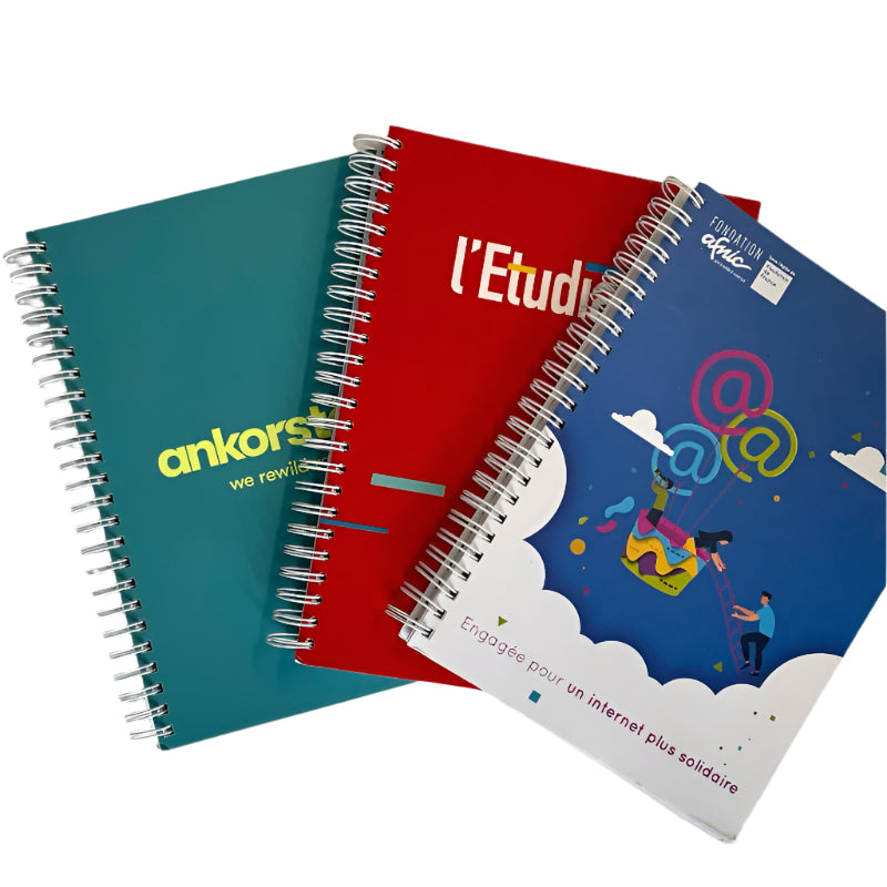 Carnet de notes A5 à spirales couverture souple personnalisé impression quadri
