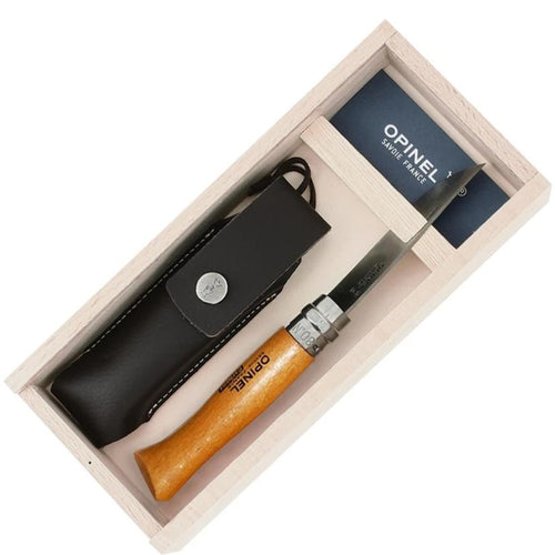 Coffret couteau N°8 + étui en cuir OPINEL® personnalisable fabrication France 🇫🇷