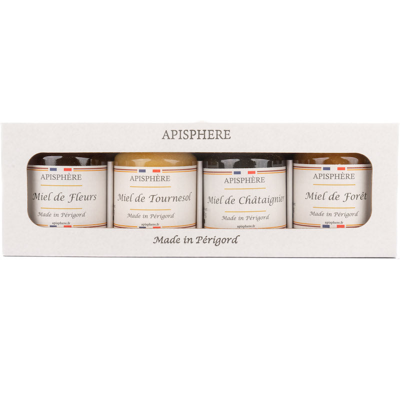 Coffret 4 miels du Périgord Apisphère® fabrication France 🇫🇷