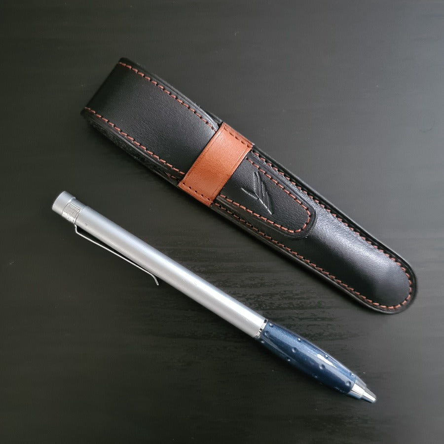Trousse à Stylo En Cuir Rétro 16x7 Cm - Pochette Porte-stylos Faite Main, 5 Emplacements