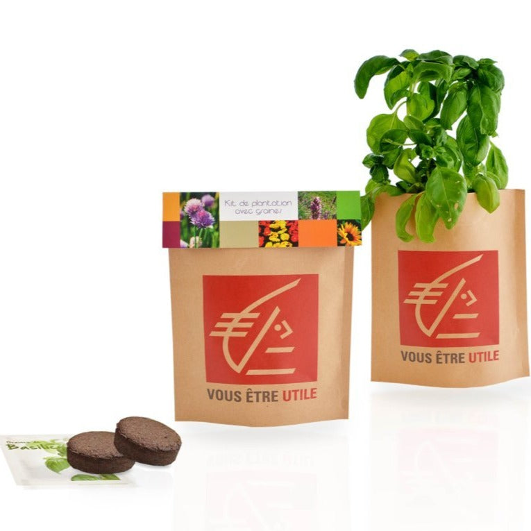 Sachet personnalisé garni de terre et graines - Kit de plantation