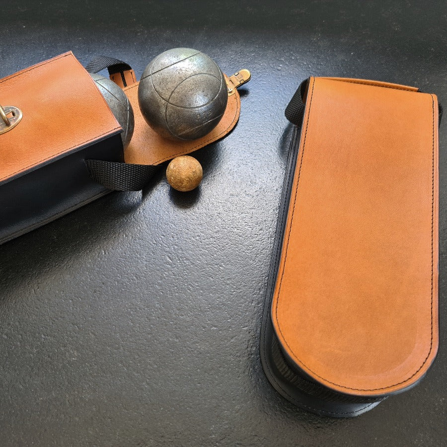Sacoche de Pétanque Vintage en cuir pleine fleur italien 5ème Génération® fabrication France 🇫🇷