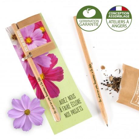 Carte crayon en bois naturel Drapeau personnalisé