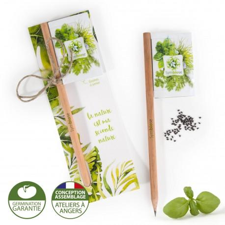 Carte crayon en bois naturel Drapeau personnalisé