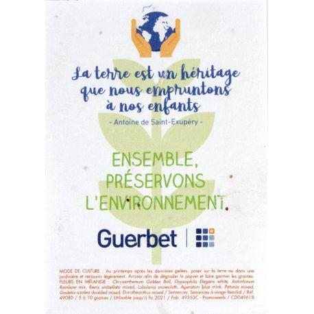 Carte en papier de graines A6 personnalisé