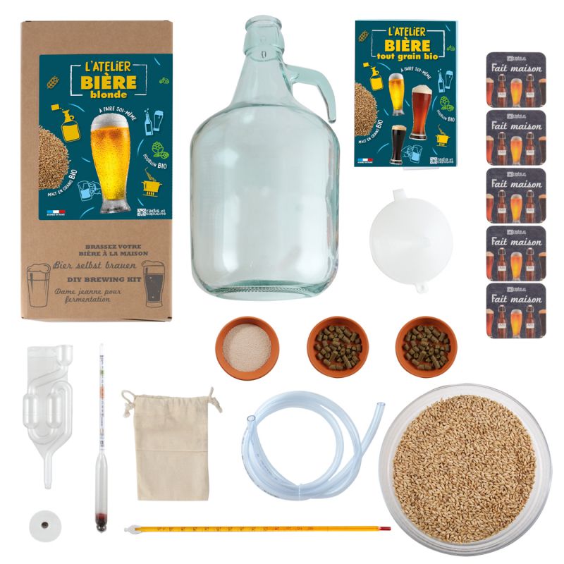 Kit de brassage bière blonde 4 Litres tout-en-un avec grains Radis et Capucine®