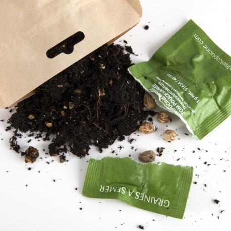 Kit de germination en sachet garni de terre et graines personnalisé 🇫🇷