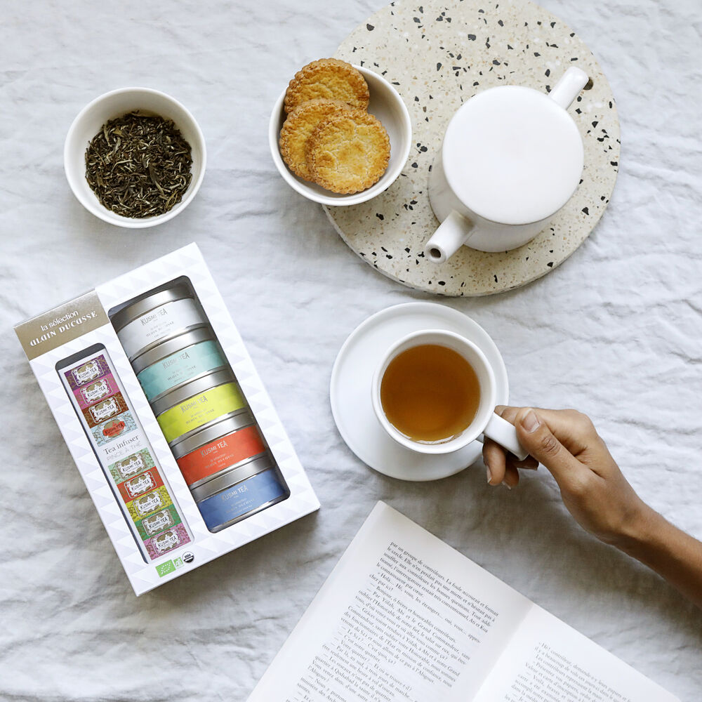 Coffret Sélection Ducasse 5 thés d'exception + pince à thé Kusmi Tea®